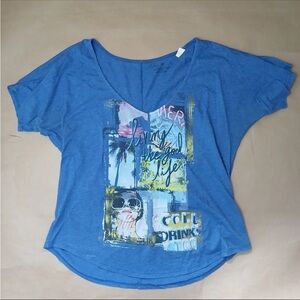 Cali Luv Short Sleeve Shirt T Shirt Living The Good Life Size L Blue
